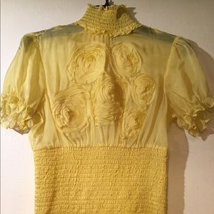bebe Yellow Silk Top